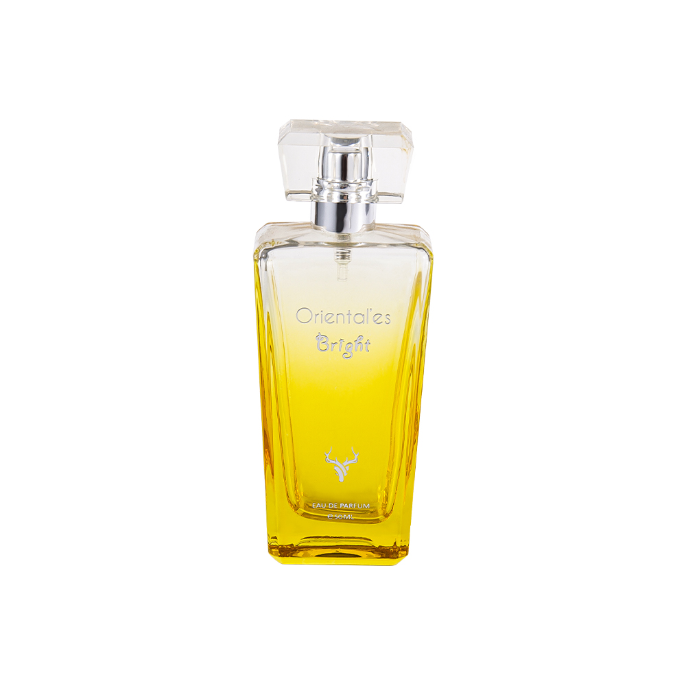 KY100-WJ64 50ML Botol Parfum Kaca Kuning Lapisan Gradien Dengan Tutup Resin K Transparan
