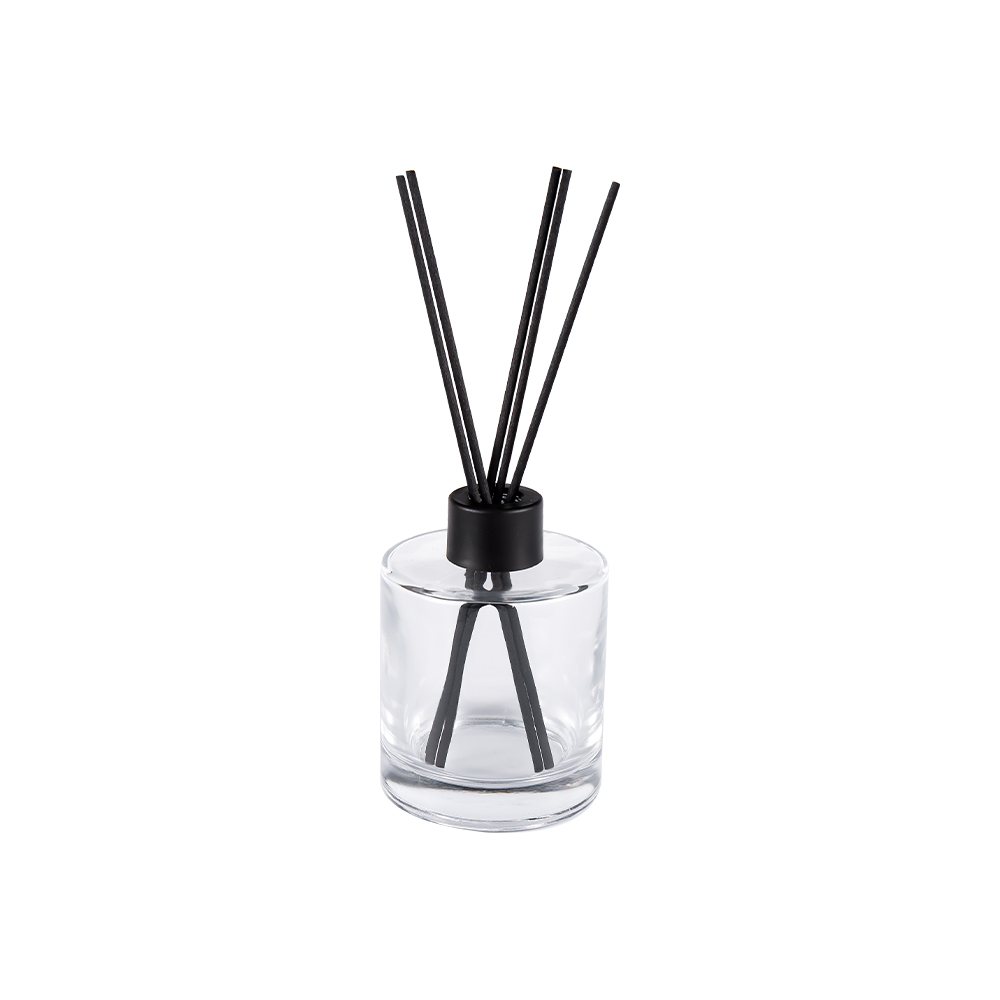 HJ-RX2109 Botol Diffuser Kaca Flint Silinder Stiker Serat Warna Tutup Aluminium Plastik