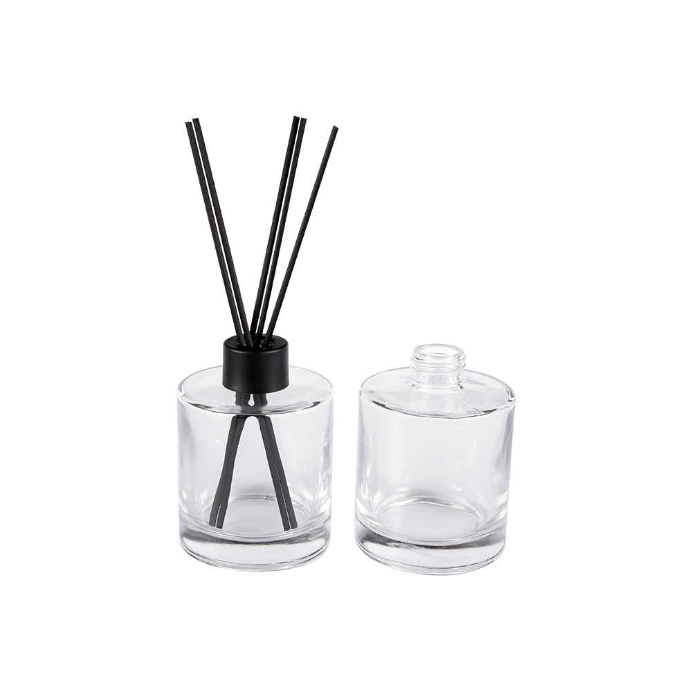 HJ-RX2109 Botol Diffuser Kaca Flint Silinder Stiker Serat Warna Tutup Aluminium Plastik