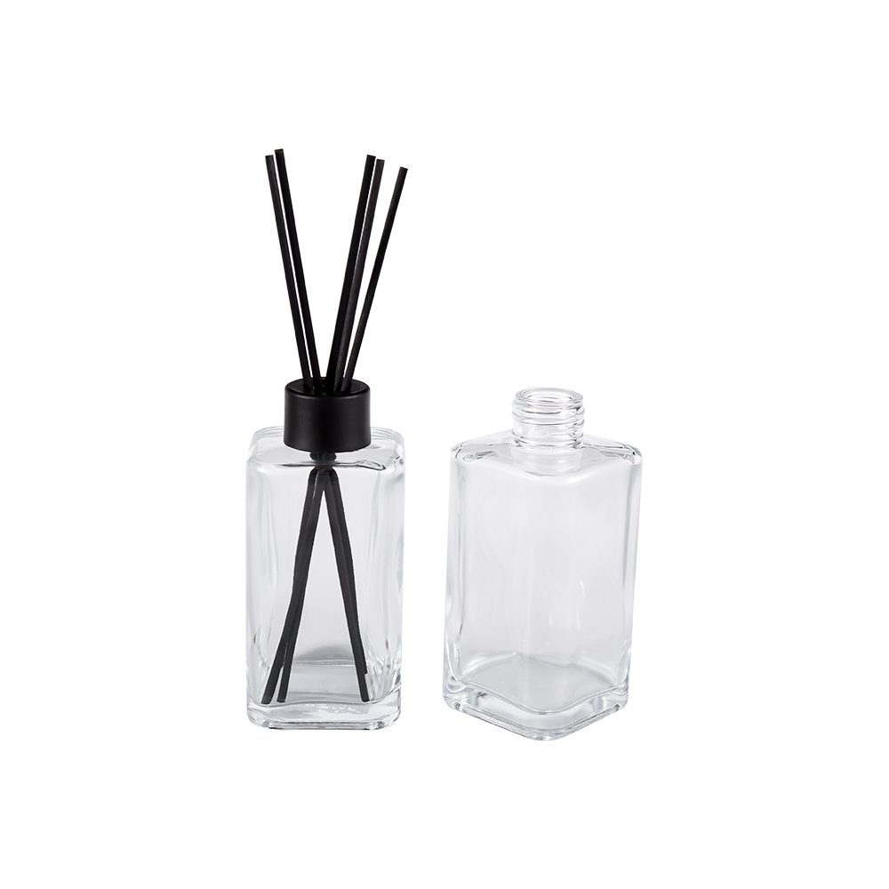 HJ-RX2247 Botol Aromaterapi Kaca Bening Kapasitas Besar Tutup Botol Hitam Matte Stiker Fiber Tutup Aluminium