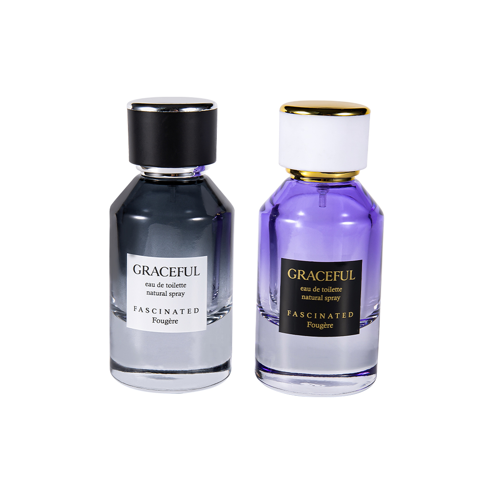 GC4416-WJ2098 50ML Botol Parfum Kaca Cetak Dilapisi dengan Kulit, Tutup Plastik ABS, Lapisan PP Tahan UV