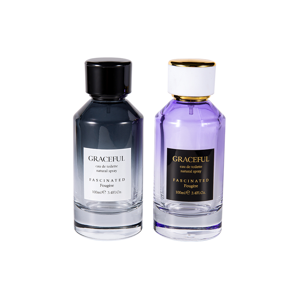 GC4418-WJ2098 100ML Botol Parfum Kaca Cetak Berlapis Warna dengan Tutup Plastik ABS Kulit dan Liner UV PP