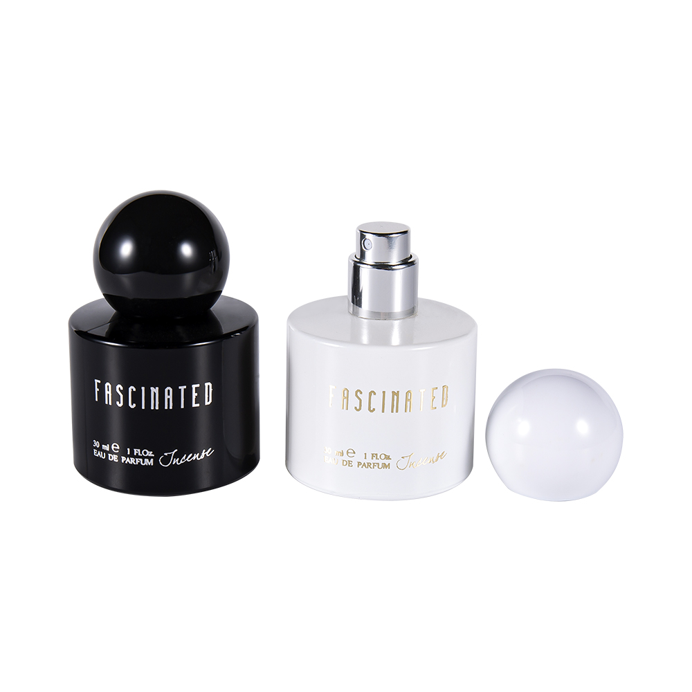 GC4748-WJ2537 30ML Botol Parfum Kaca Foil Emas Dilapisi Silinder Dengan Tutup Plastik ABS PP Bulat