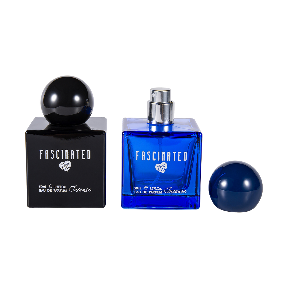 KY145-WJ2537 50ML Botol Parfum Kaca Cetak Warna Kubus dengan Tutup Plastik UV Bulat