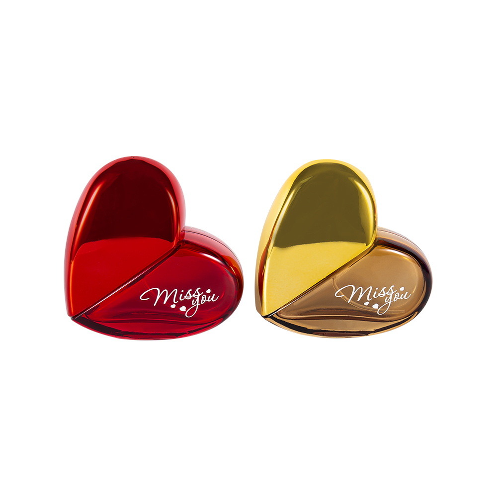 GC193-WJ501 50ML Botol Parfum Kaca Berbentuk Hati Dengan Tutup Plastik UV PP