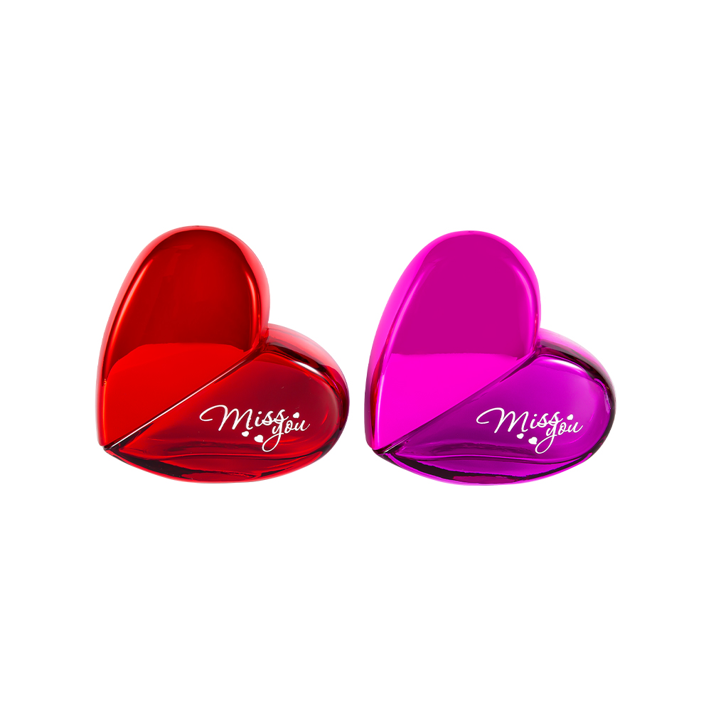 GC102-WJ797 100ML Botol Parfum Kaca Bentuk Hati dengan Tutup Plastik UV PP