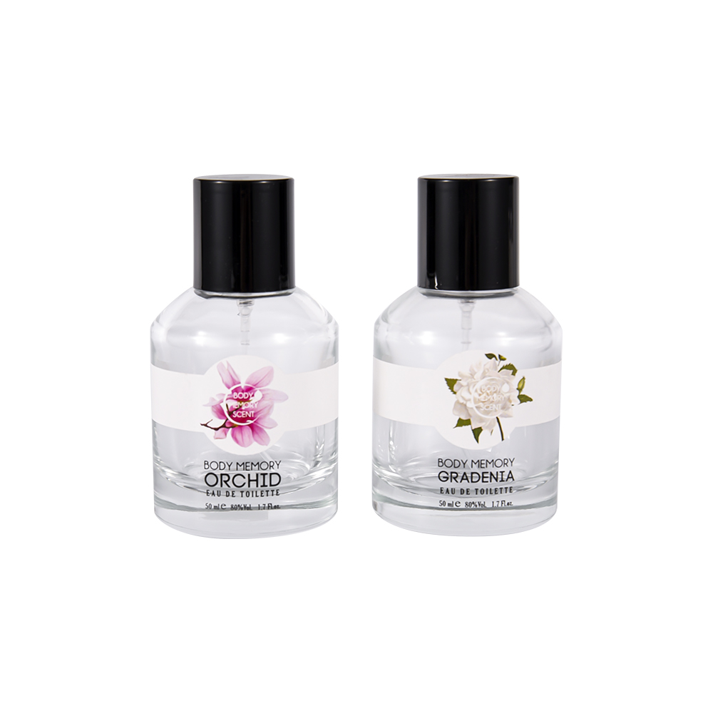 GC4815-WJ2531 50ML Botol Parfum Kaca Bening dengan Tutup Plastik PP Hitam