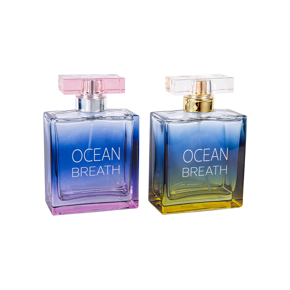 GC4375-WJ208 100ML Botol Parfum Kaca Dua Warna Dilapisi Dengan Tutup Dilapisi UV Surlyn