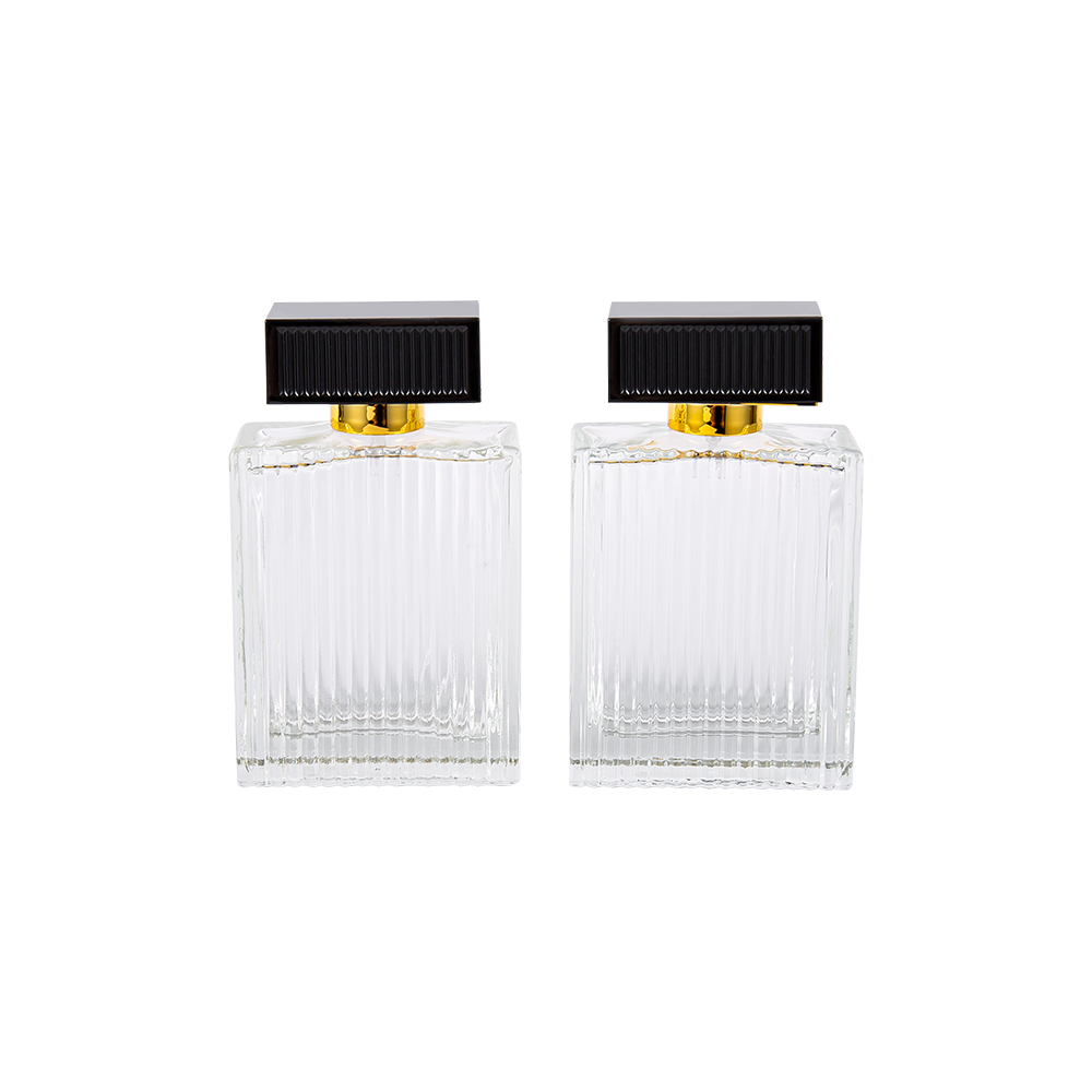 KY1112-WJ2092 100ML Botol Parfum Kaca Garis Vertikal Dengan Garis Penutup Plastik Abs