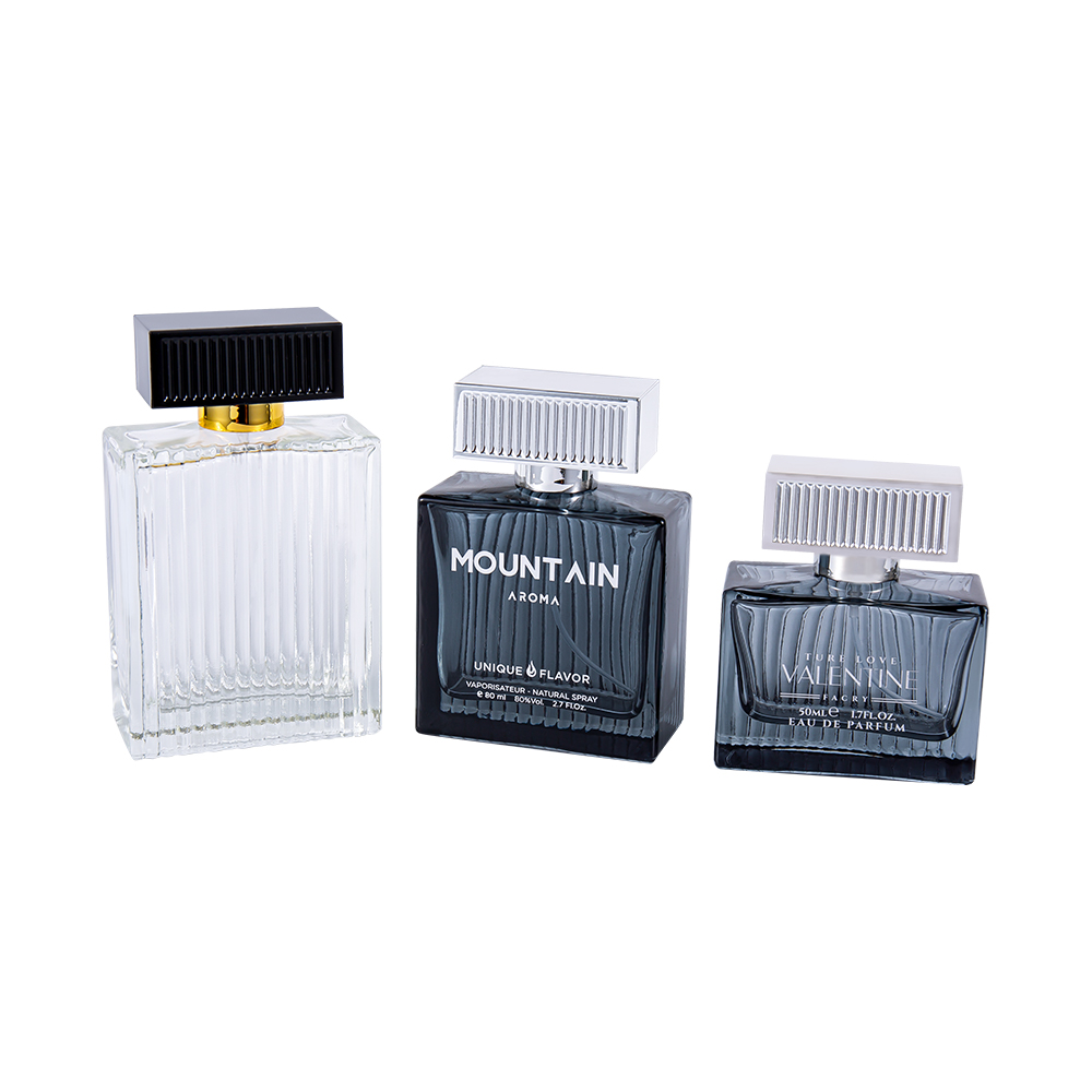 GC4311-WJ2092 80ML Botol Parfum Kaca Garis Vertikal Dengan Penutup Garis Plastik ABS