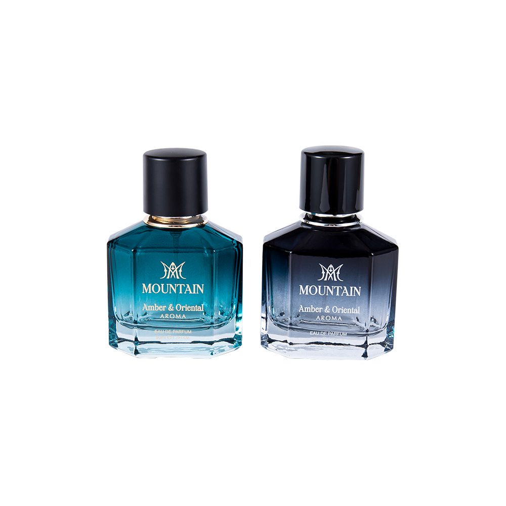 GC4030-WJ2099 50ML Botol Parfum Kaca Dengan Pencetakan Lapisan Dan Pita Stempel Panas PP Abs Tutup Parfum UV