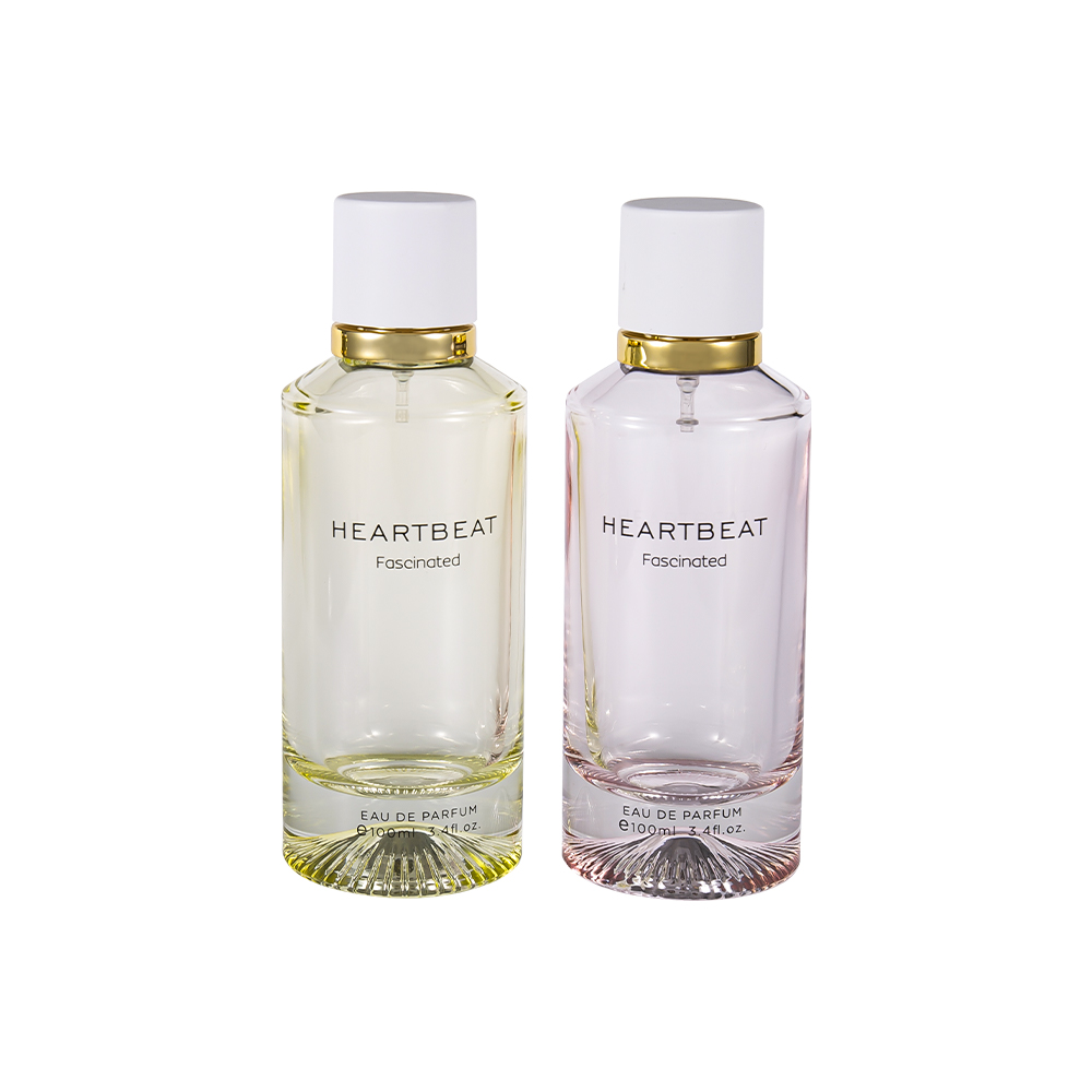 GC4406-WJ2326 Botol Parfum Bawah Bermotif 100ML dengan Tutup Parfum Putih dan Cincin Aluminium Besar