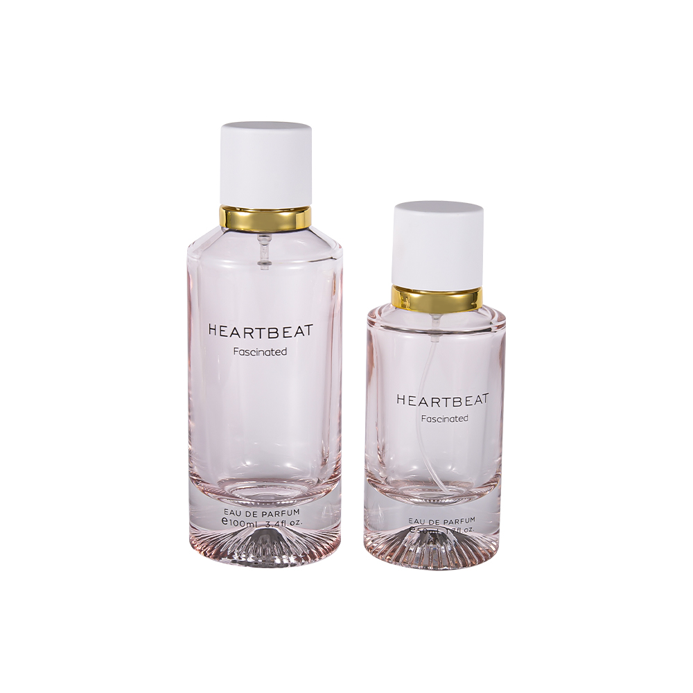 GC4406-WJ2326 Botol Parfum Bawah Bermotif 100ML dengan Tutup Parfum Putih dan Cincin Aluminium Besar