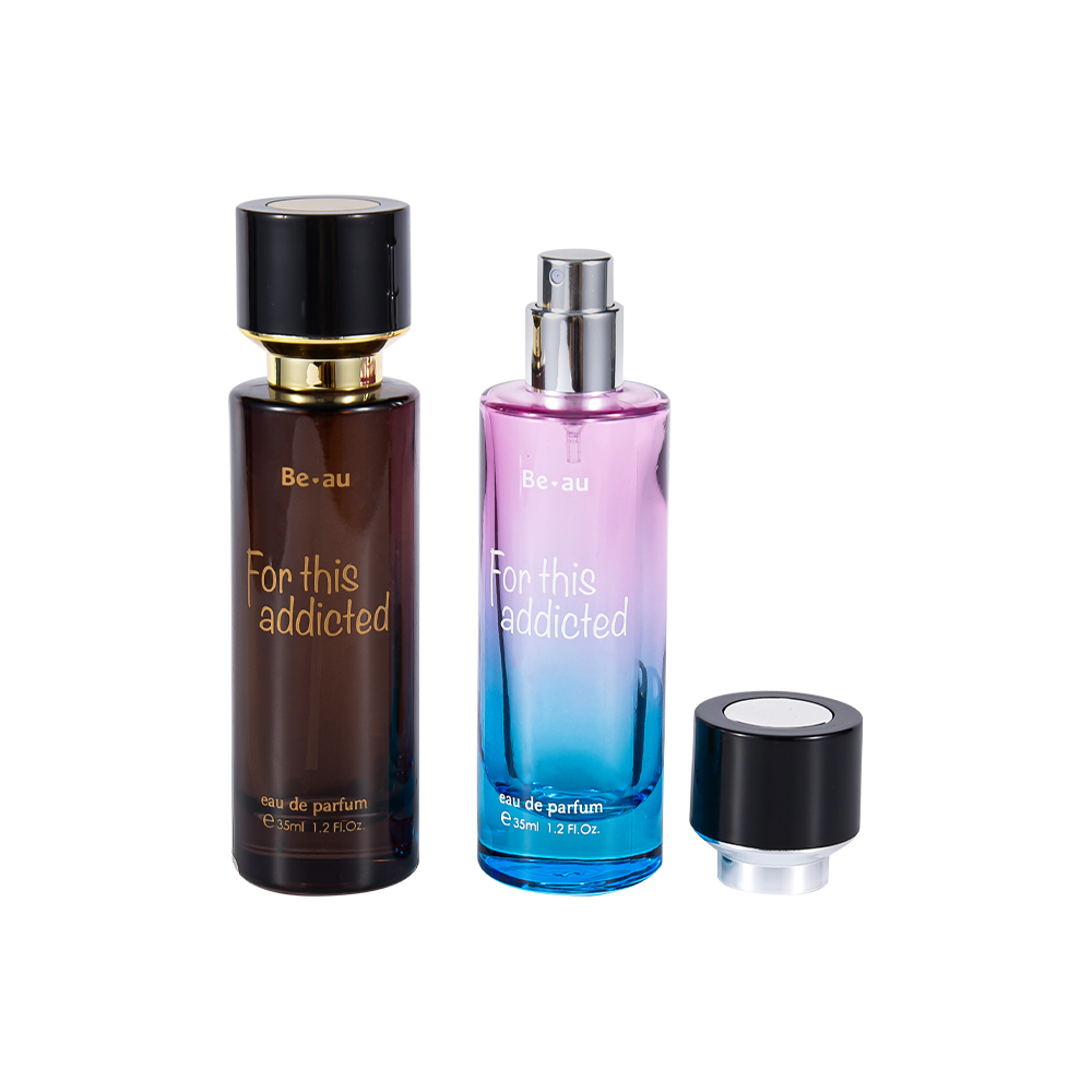 GC4467-WJ2390 Botol Parfum Silinder 35ML Dengan Tutup ABS Hitam Dan Bagian UV