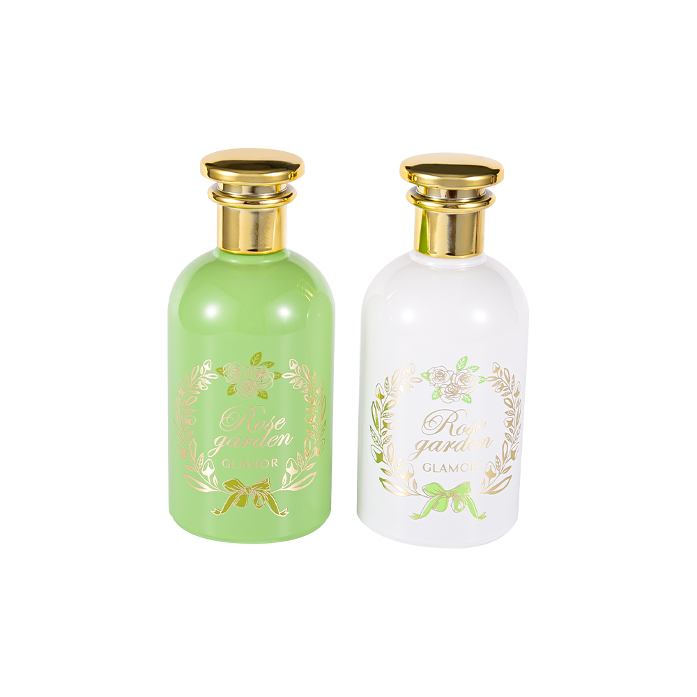 GC336-WJ2420 Set Botol Parfum Hot Stamping Warna 100ML dengan Tutup PP Emas UV