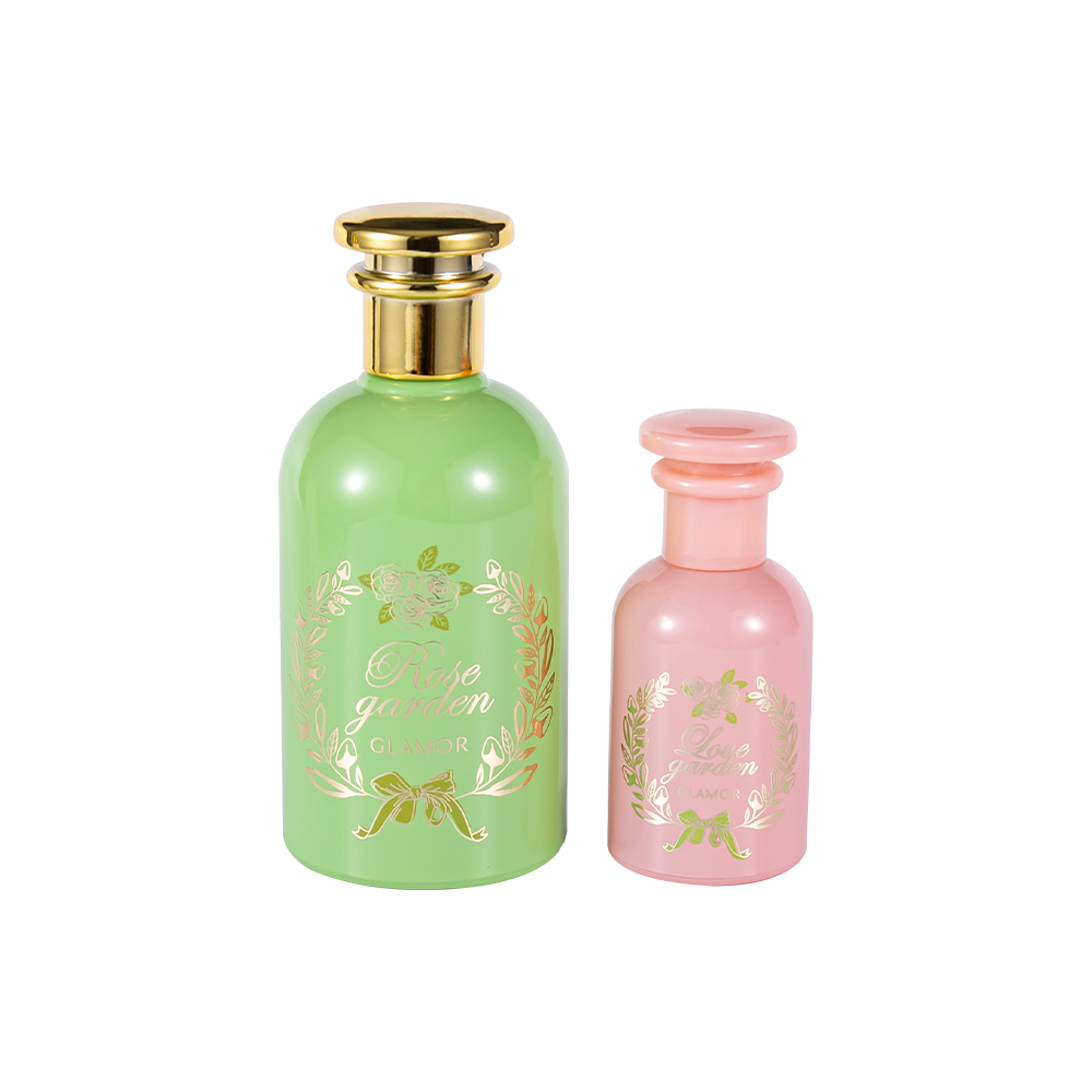 GC336-WJ2420 Set Botol Parfum Hot Stamping Warna 100ML dengan Tutup PP Emas UV