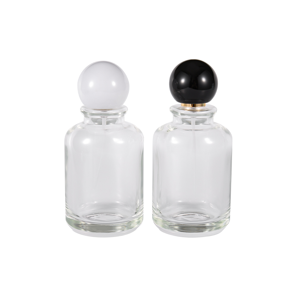 GC4819-WJ2538 100ML Botol Parfum Kaca Flint dengan Tutup Putih/Hitam Mengkilap