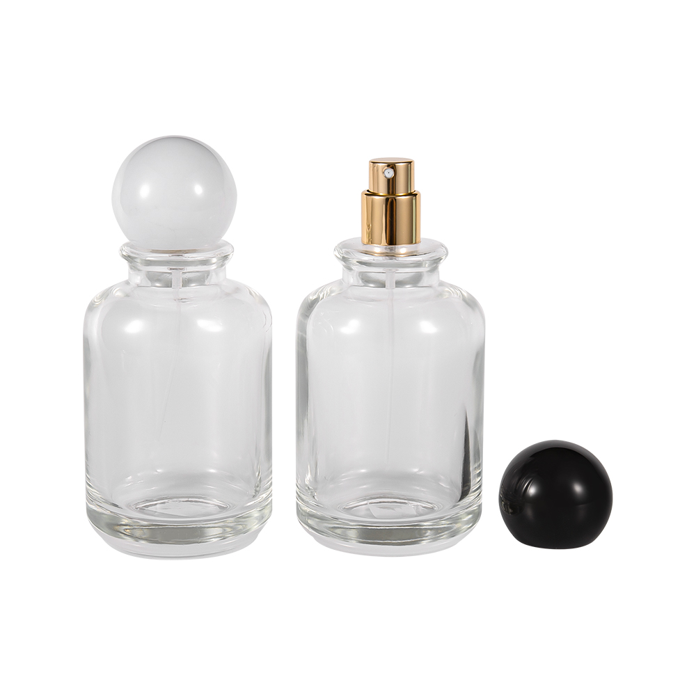 GC4819-WJ2538 100ML Botol Parfum Kaca Flint dengan Tutup Putih/Hitam Mengkilap