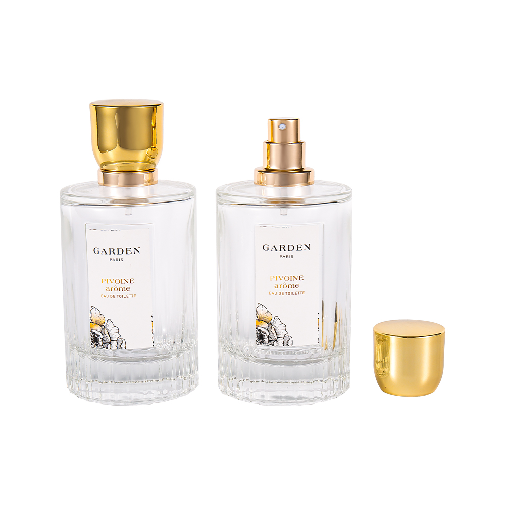 KY1595-WJ2430 100ML Botol Parfum Kaca Elegan Dengan Tutup Parfum UV Emas Mewah